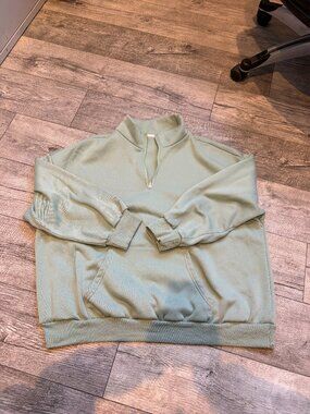 Light Blue Pullover Sweatshirt with Pockets and Collared Shein Plus Size 4XL